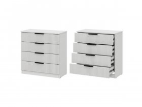 Комод 4 ящика (МДФ) Эккервуд (белый) в Усть-Нере - ust-nera.mebel-nsk.ru | фото