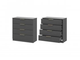 Комод 4 ящика (МДФ) Эккервуд (графит) в Усть-Нере - ust-nera.mebel-nsk.ru | фото