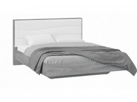 Кровать двуспальная 1,6 м «Миранда» Тип 1 (Дуб Гамильтон/Белый глянец) в Усть-Нере - ust-nera.mebel-nsk.ru | фото