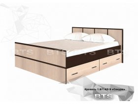 Кровать двуспальная с ящиками 1,4м Сакура (BTS) в Усть-Нере - ust-nera.mebel-nsk.ru | фото