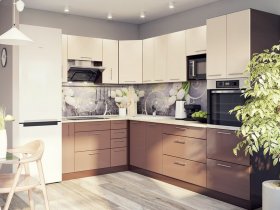 Модульная кухня Классика (ваниль/шоколад) в Усть-Нере - ust-nera.mebel-nsk.ru | фото