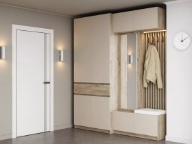 Модульная прихожая Бостон (дуб крафт серый/кашемир) в Усть-Нере - ust-nera.mebel-nsk.ru | фото