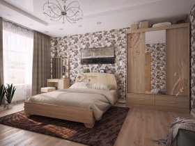 Модульная спальня Виктория-1 (дуб сонома) в Усть-Нере - ust-nera.mebel-nsk.ru | фото