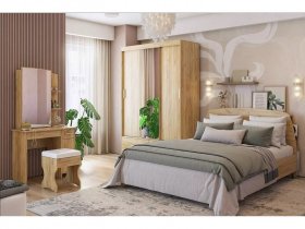 Модульная спальня Виктория-1 (дуб крафт золотой) в Усть-Нере - ust-nera.mebel-nsk.ru | фото