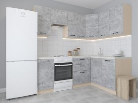 Модульная угловая кухня 1,4м*2,1м Лада (цемент) в Усть-Нере - ust-nera.mebel-nsk.ru | фото