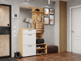 Прихожая Монтана (дуб крафт золотой/белый) в Усть-Нере - ust-nera.mebel-nsk.ru | фото