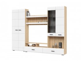 Стенка ГС-01 Либерти (дуб сонома/белый глянец) в Усть-Нере - ust-nera.mebel-nsk.ru | фото