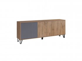Тумба под ТВ Ливерпуль (дуб вотан/графит софт) в Усть-Нере - ust-nera.mebel-nsk.ru | фото