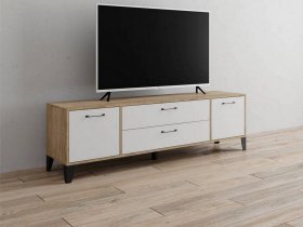 Тумба под ТВ Парус-13 (дуб крафт серый/белый) в Усть-Нере - ust-nera.mebel-nsk.ru | фото